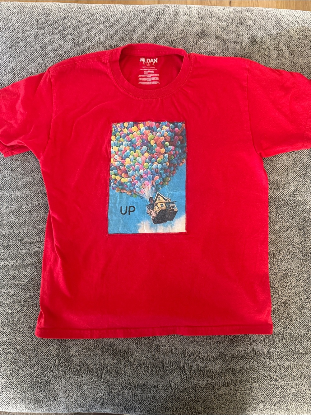 Gildan Kids Red Short-Sleeve Tee with 'Up' Balloon House Graphic